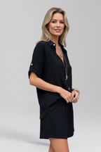Women’s Jumpsuit with Button Front and Short Legs