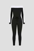 Women’s Jumpsuit with Hooded Neckline and Side Stripes