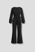 Women’s Jumpsuit with Long Sleeves and Tie Waist