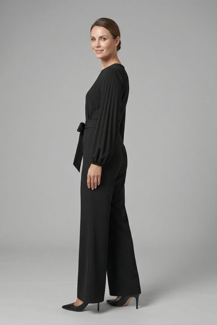 Women’s Jumpsuit with Long Sleeves and Tie Waist