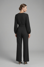Women’s Jumpsuit with Long Sleeves and Tie Waist