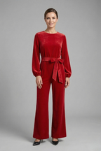 Women’s Jumpsuit with Long Sleeves and Tie Waist