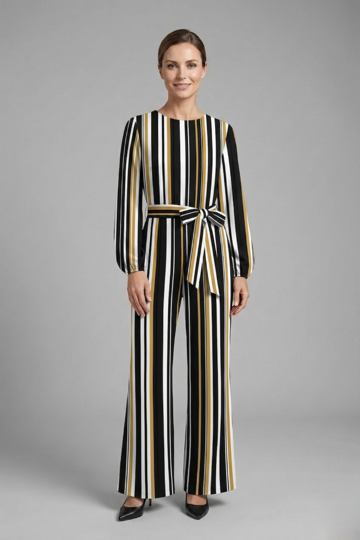 Women’s Jumpsuit with Long Sleeves and Tie Waist