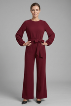 Women’s Jumpsuit with Long Sleeves and Tie Waist