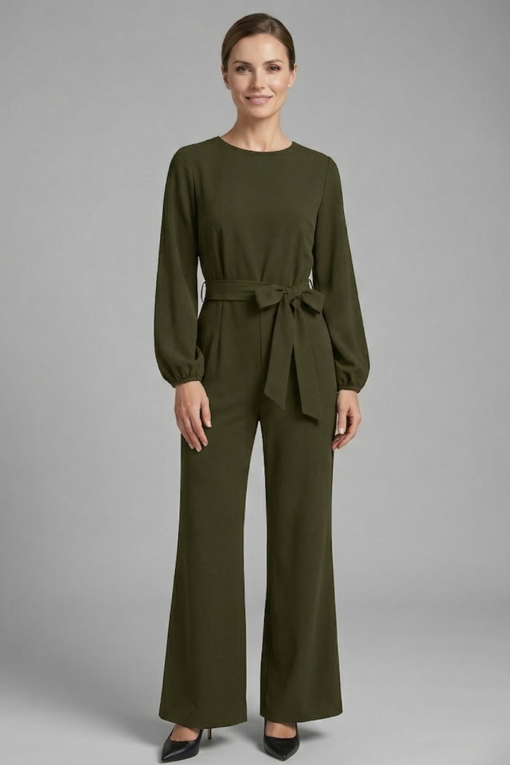 Women’s Jumpsuit with Long Sleeves and Tie Waist