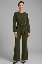 Women’s Jumpsuit with Long Sleeves and Tie Waist