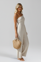 Women’s Jumpsuit with One-Shoulder Neckline and Wide Legs