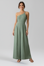 Women’s Jumpsuit with One-Shoulder Neckline and Wide Legs