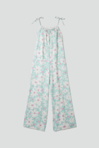 Women’s Jumpsuit with Square Neckline and Printed Surface