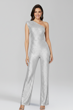 Women’s Jumpsuit with Strapless Neckline and Textured Surface
