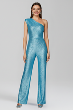 Women’s Jumpsuit with Strapless Neckline and Textured Surface