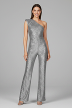Women’s Jumpsuit with Strapless Neckline and Textured Surface