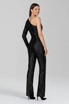 Women’s Jumpsuit with Strapless Neckline and Textured Surface