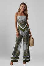 Women’s Jumpsuit with V Neckline and Printed Surface