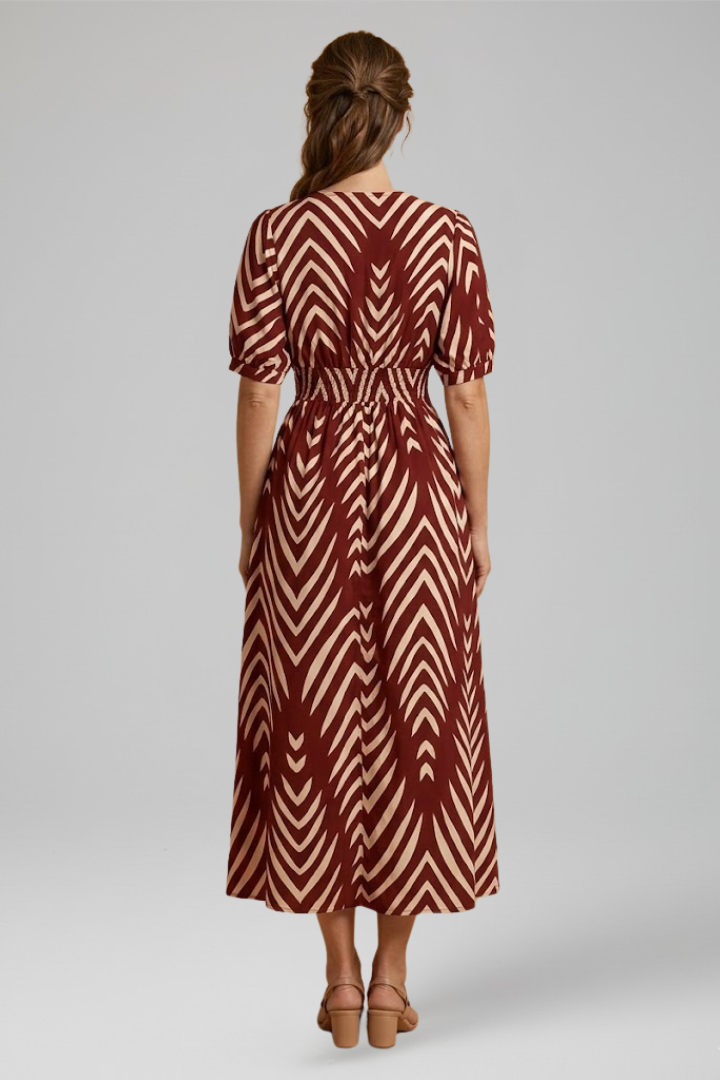 Women’s Jumpsuit with V Neckline and Printed Surface