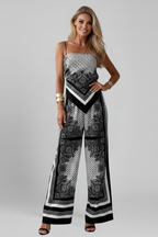 Women’s Jumpsuit with V Neckline and Printed Surface