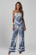 Women’s Jumpsuit with V Neckline and Printed Surface