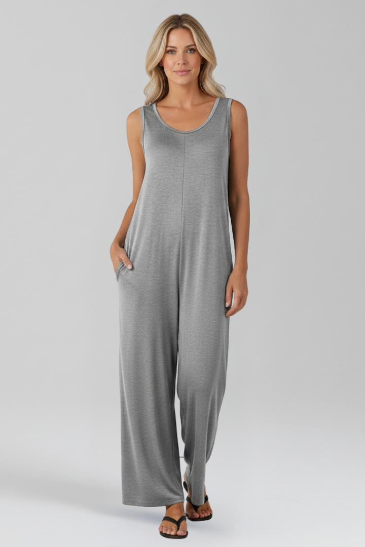 Women’s Jumpsuit with V Neckline and Side Pockets