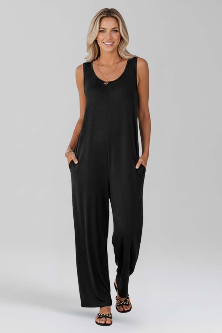 Women’s Jumpsuit with V Neckline and Side Pockets