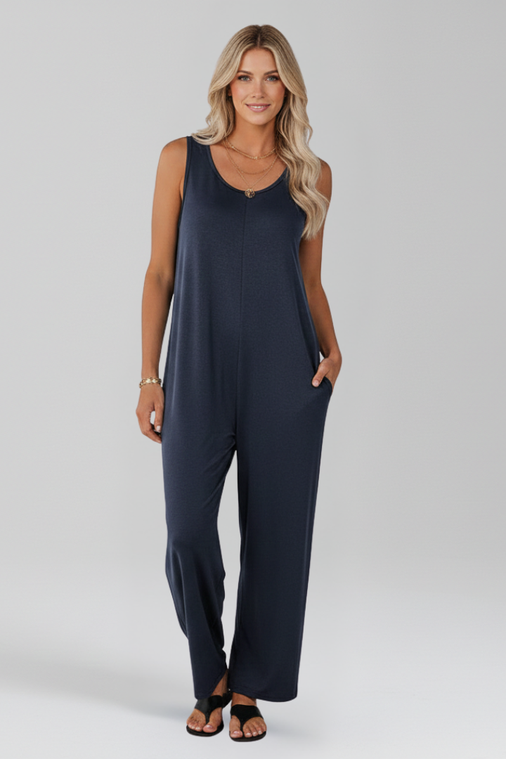 Women’s Jumpsuit with V Neckline and Side Pockets