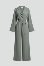 Women’s Jumpsuit with V Neckline and Waist Belt