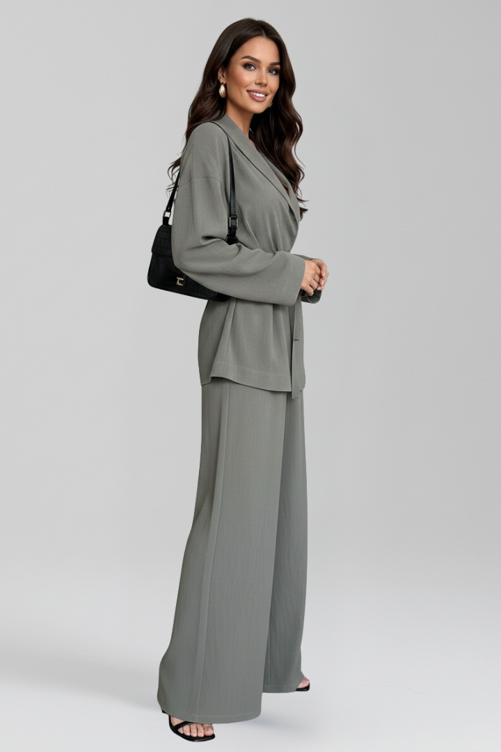Women’s Jumpsuit with V Neckline and Waist Belt