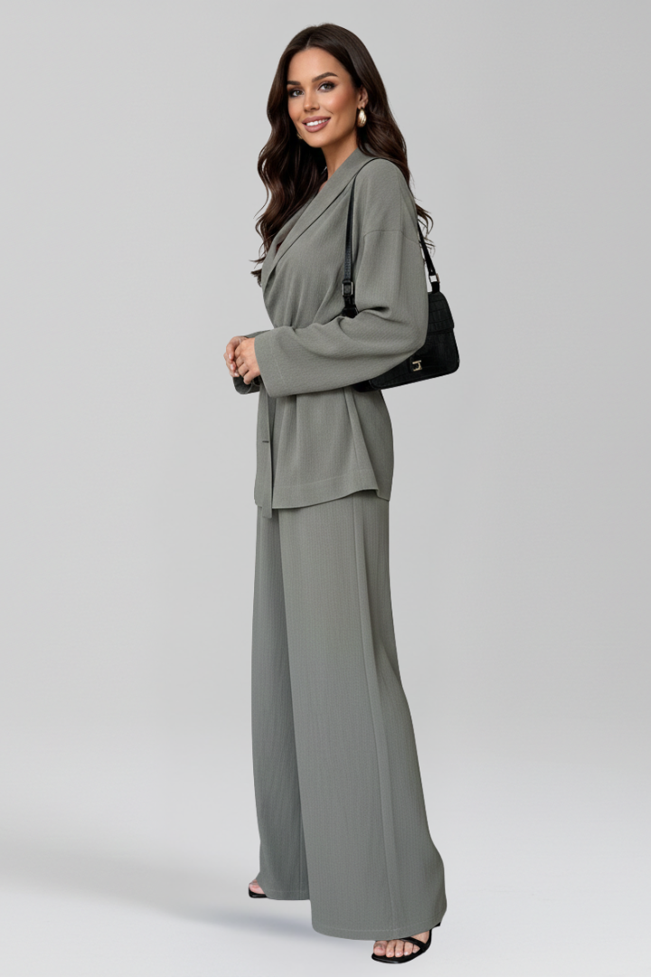 Women’s Jumpsuit with V Neckline and Waist Belt