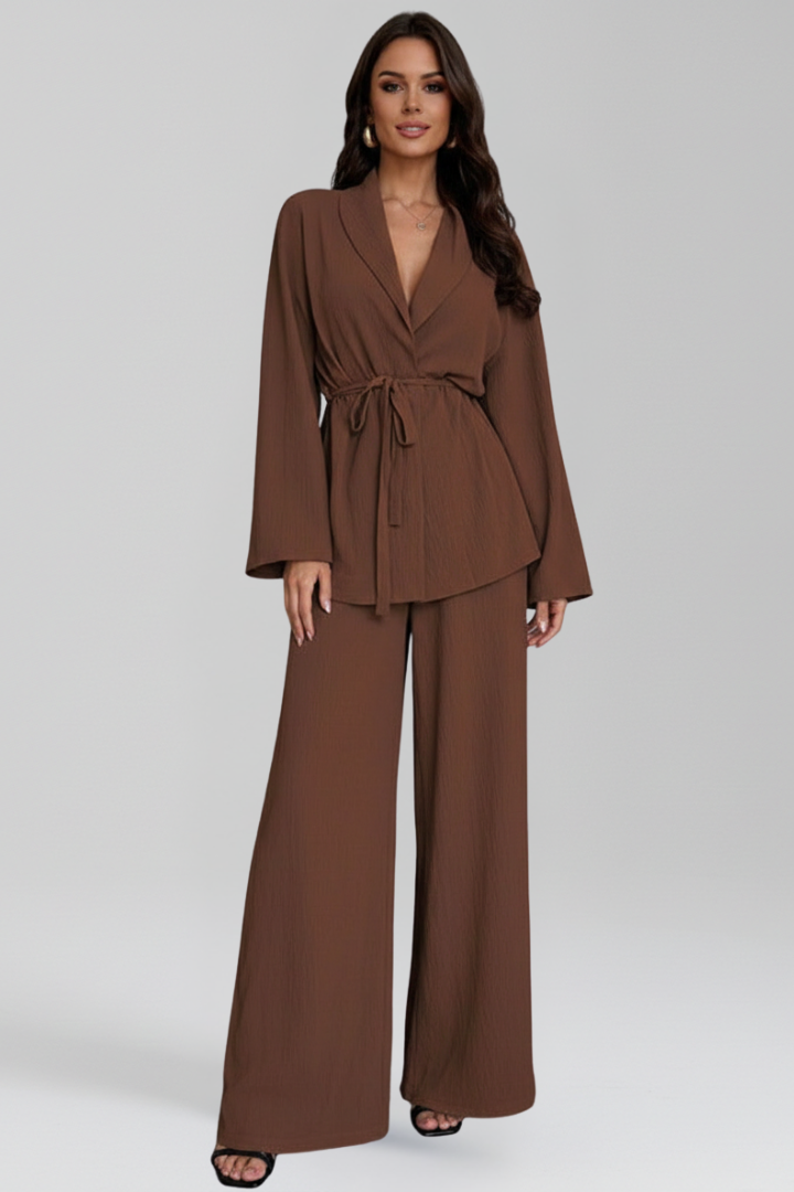 Women’s Jumpsuit with V Neckline and Waist Belt