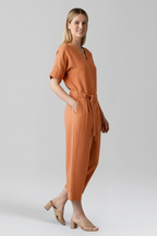 Women’s Jumpsuit with V Neckline and Waist Tie
