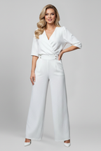 Women’s Jumpsuit with V Neckline and Wide Legs