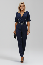 Women’s Jumpsuit with Wrap Neckline and Elasticated Waist