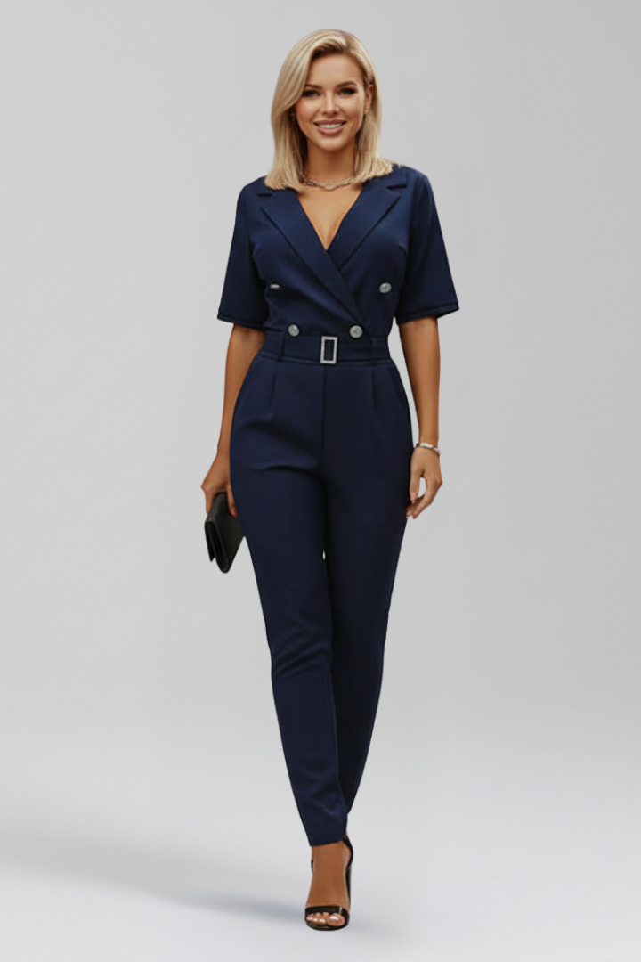 Women’s Jumpsuit with Wrap Neckline and Elasticated Waist