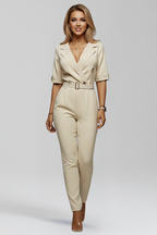 Women’s Jumpsuit with Wrap Neckline and Elasticated Waist