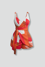 Women’s Jumpsuit with Wrap Neckline and Printed Finish