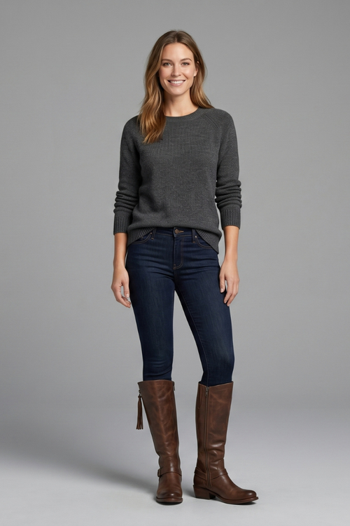 Women's Knee High Boots with Side Zipper for Fall