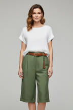 Women’s Knee Length Shorts with Belt Loops and Side Pockets