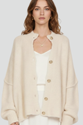 Women’s Knit Cardigan with Button-Front Design and Dropped Shoulders