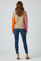 Women’s Knit Sweater with High Collar and Ribbed Cuffs