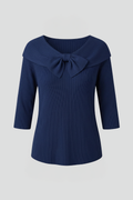 Women’s Knitted Top with Bow Detail and Long Sleeves