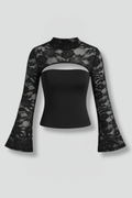 Women’s Lace Top with Cut Out and Wide Sleeves