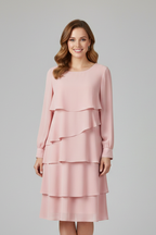Women’s Layered Dress with Long Sleeves and Tiered Skirt