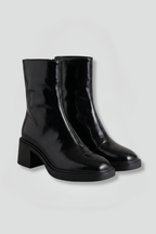 Women's Leather Ankle Boots with Block Heel for Fall