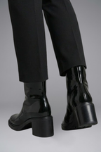 Women's Leather Ankle Boots with Block Heel for Fall