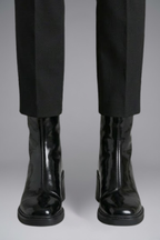 Women's Leather Ankle Boots with Block Heel for Fall