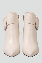 Women's Leather Ankle Boots with Buckle and Zip