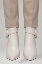Women's Leather Ankle Boots with Buckle and Zip