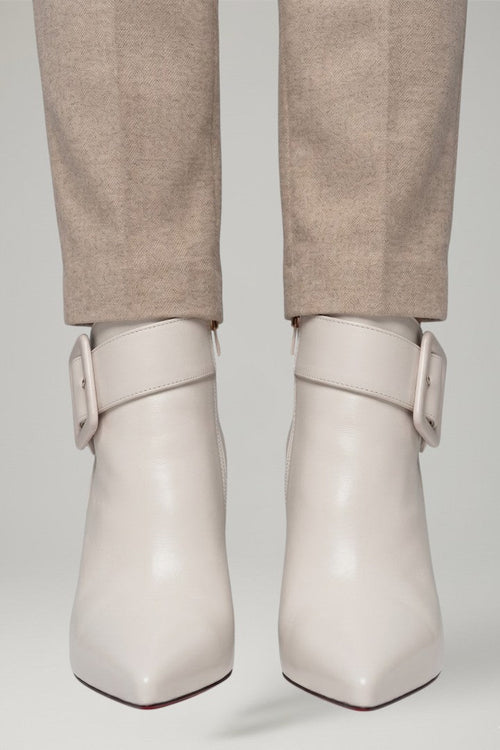 Women's Leather Ankle Boots with Buckle and Zip