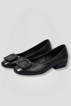 Women's Leather Ballerina Shoes with Orthopaedic Insole and Flat Sole