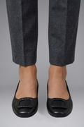 Women's Leather Ballerina Shoes with Orthopaedic Insole and Flat Sole