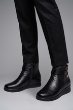 Women's Leather Boots with Orthopaedic Sole and Structured Upper